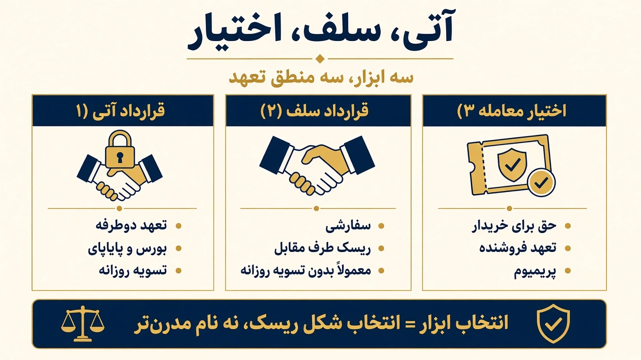 مقایسه قرارداد آتی، سلف و اختیار معامله