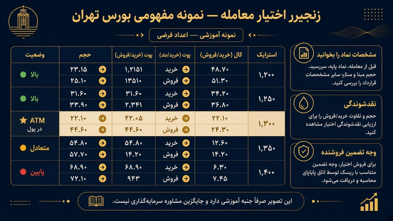 زنجیره اختیار معامله در بورس تهران — نمونه مفهومی اختیار معامله چیست در ایران